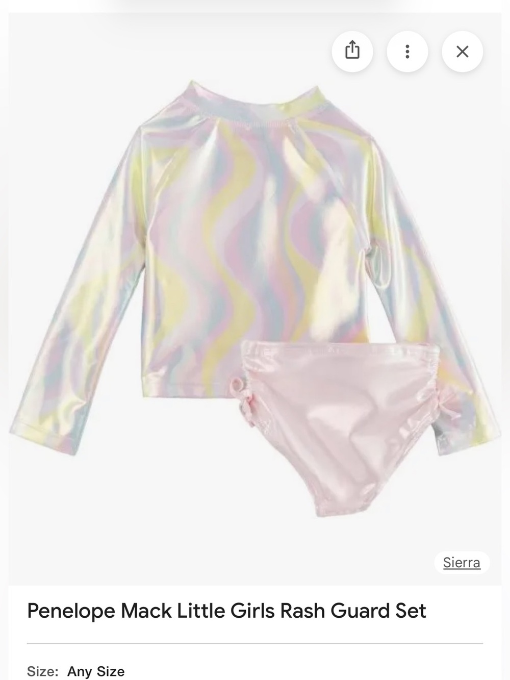 Penelope Mack Iridescent Wavy Long-Sleeve Rash Guard Set - Pink